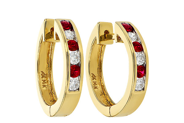 A055-85095: EARRINGS .29 RUBY .50 TGW