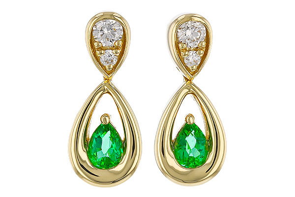 A329-49686: EARRINGS .20 EMERALD .32 TGW (4x3 EMER)