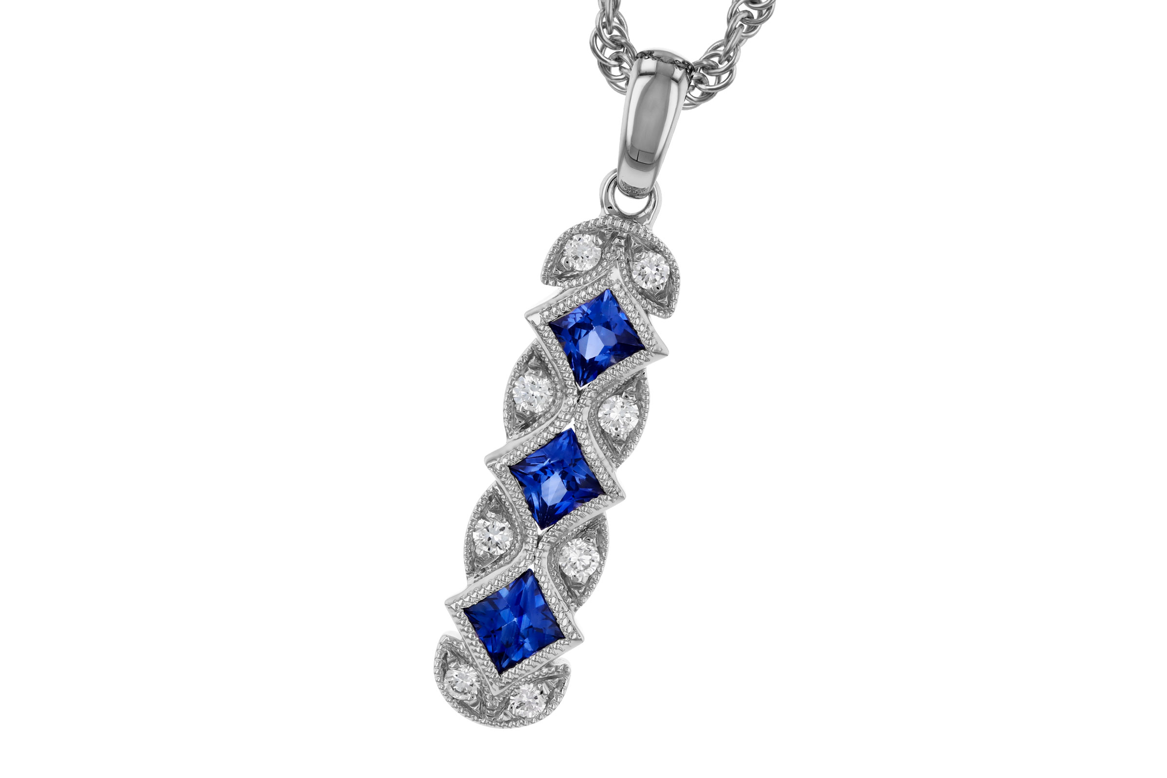 A330-38731: NECKLACE .55 TW SAPPHIRE .64 TGW
