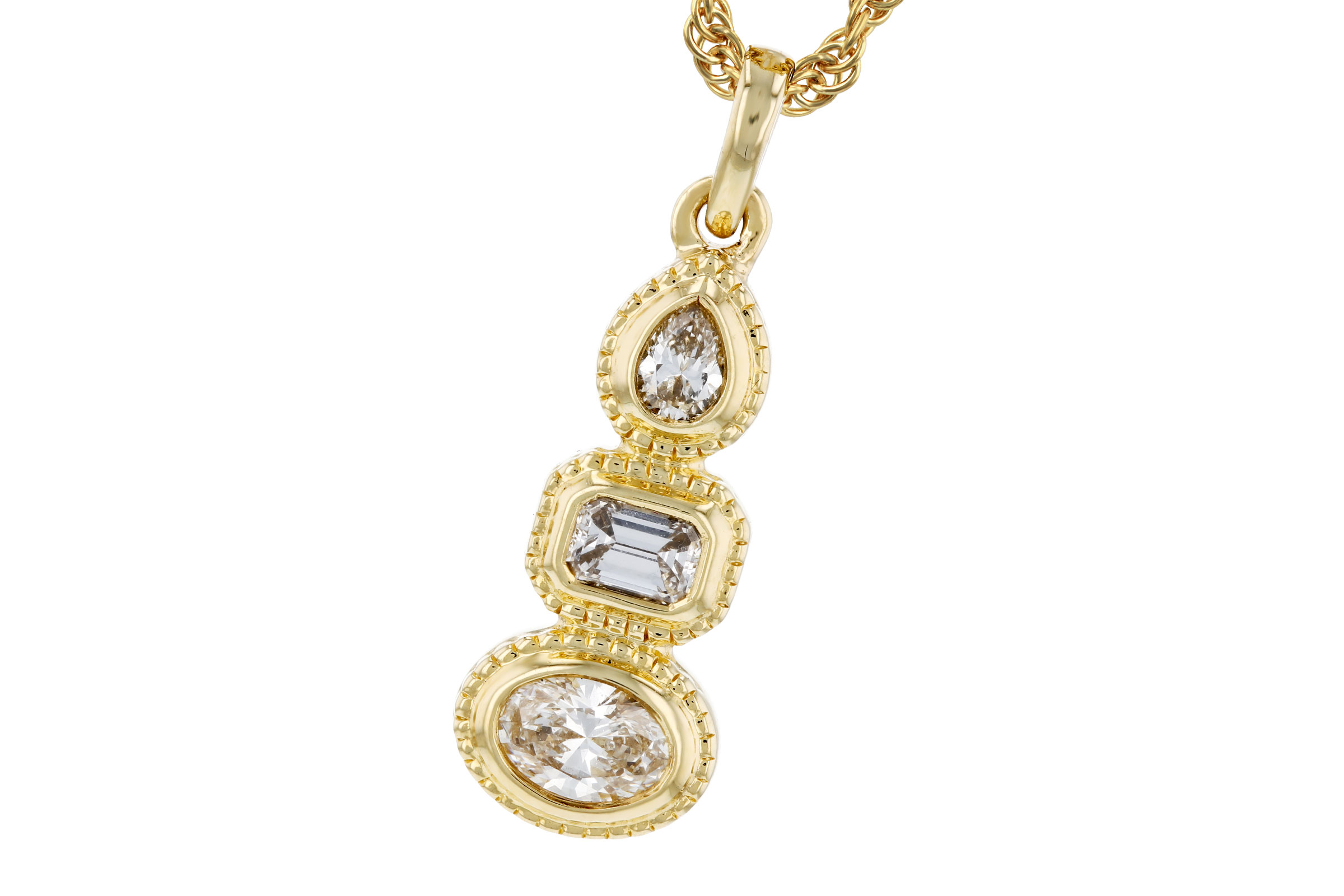 A330-38813: NECKLACE .34 TW FANCY CUT DIAMONDS