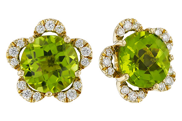 B329-54204: EARRINGS 2.93 PERIDOT 3.10 TGW (7MM RD)