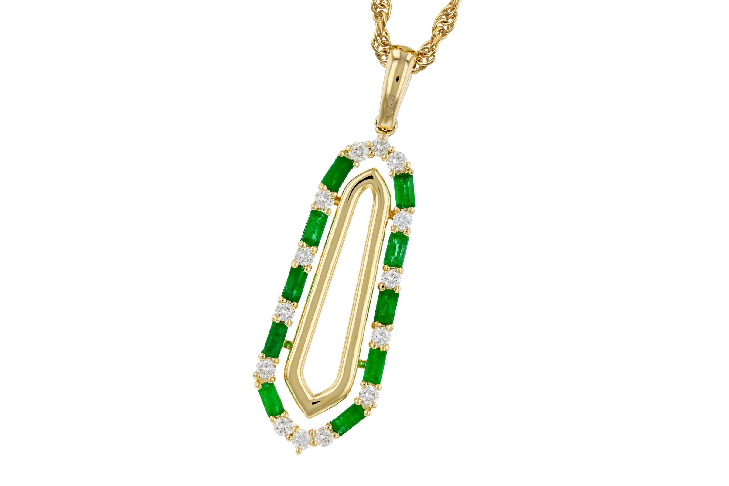 B330-39677: NECKLACE .44 TW EMERALD .64 TGW