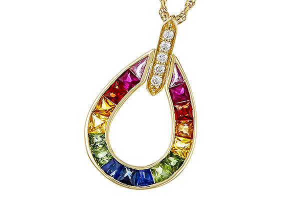 C329-48758: NECKLACE 1.10 MULTI-COLOR SAPPH 1.15 TGW