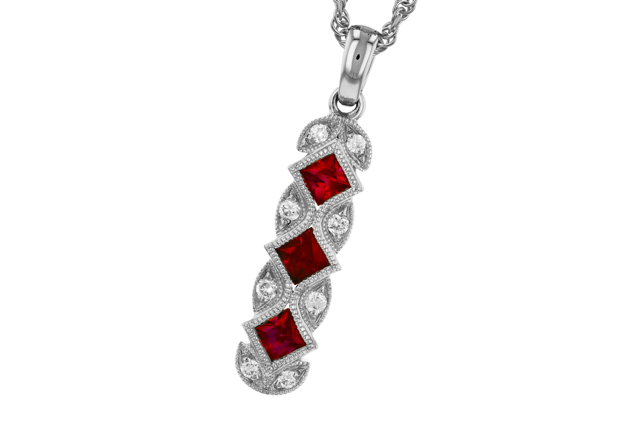 C330-37858: NECKLACE .55 TW RUBY .64 TGW