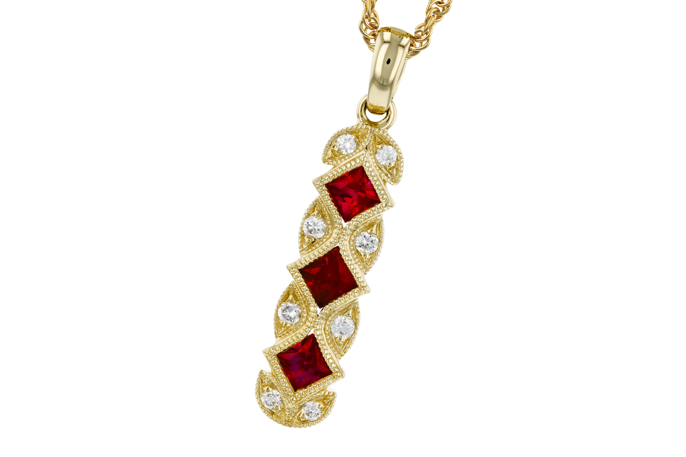 C330-37858: NECKLACE .55 TW RUBY .64 TGW
