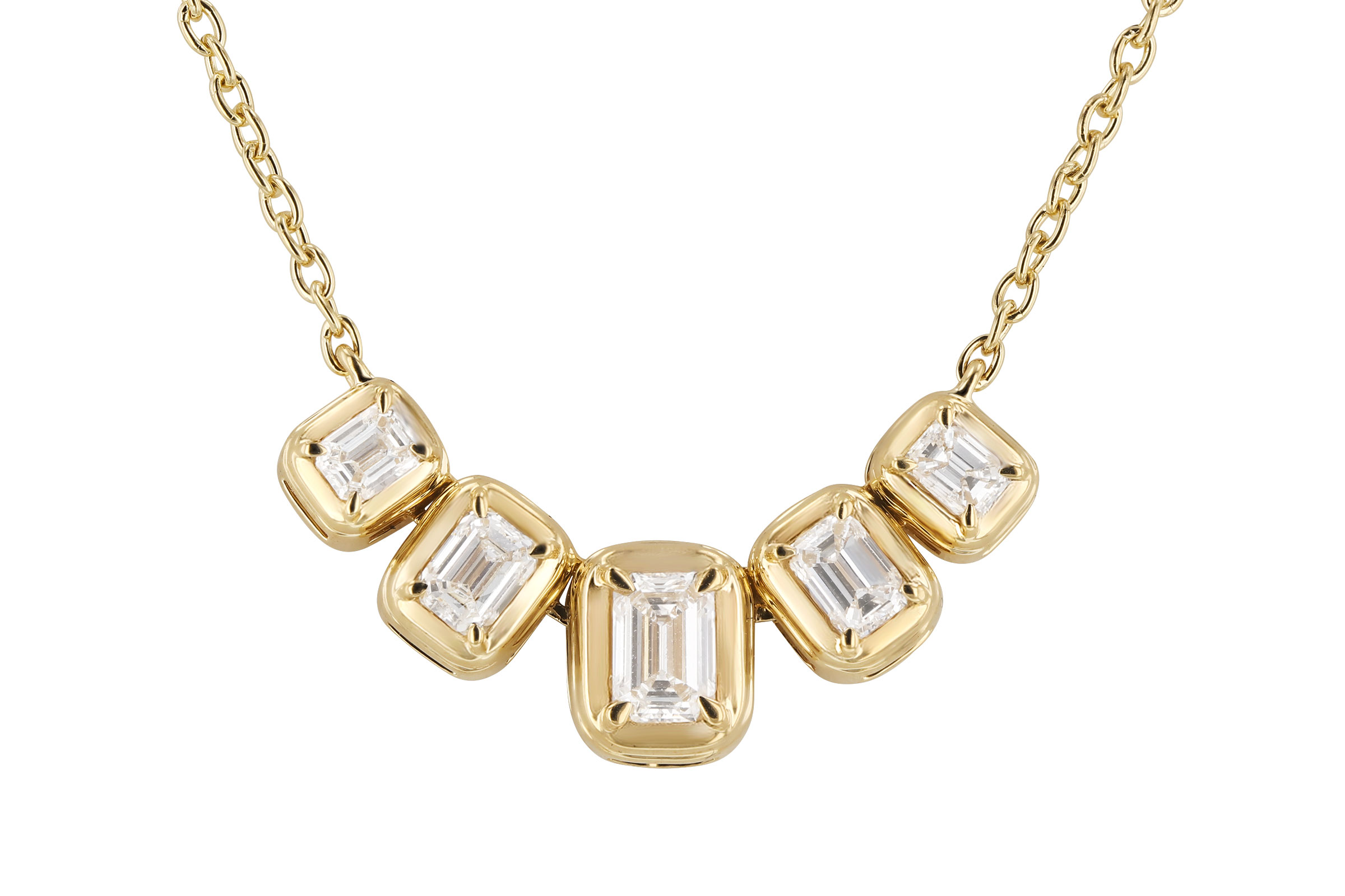 C330-39649: NECKLACE .87 TW EMERALD CUT DIA (18")