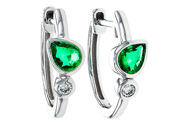 E329-50631: EARRINGS .38 TW EMERALD .44 TGW