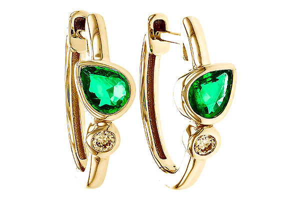 E329-50631: EARRINGS .38 TW EMERALD .44 TGW