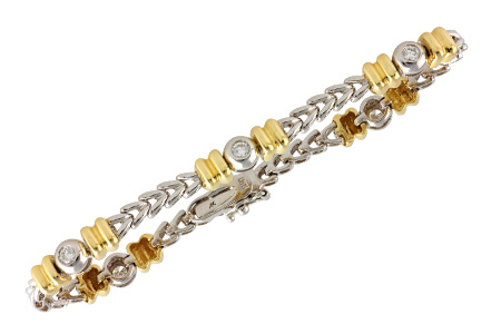 F054-92413: BRACELET WG LINKS & YG BARS .45 TW