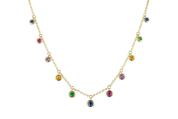 F328-61485: NECK .90 TW MULTI-COLOR SAPPH & GREEN GARNET (18")