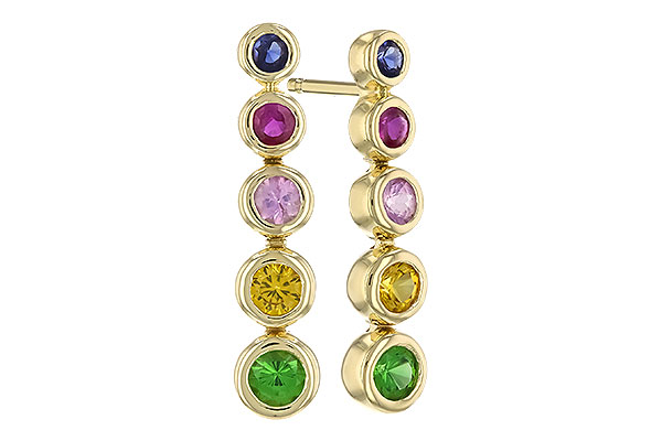 F328-63358: EARR .60 TW MULTI-COLOR SAPPH & GREEN GARNET