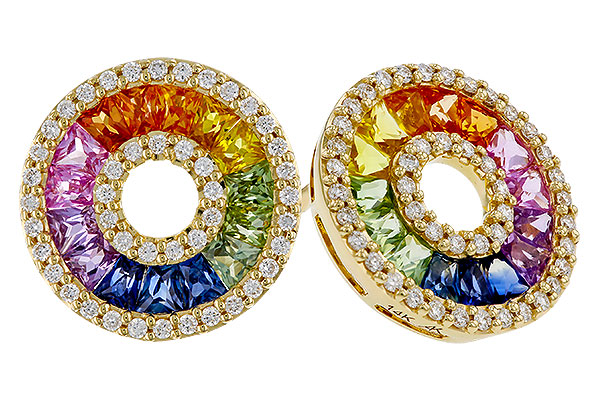 F329-48758: EARRINGS 2.10 MULTI-COLOR SAPP 2.37 TGW