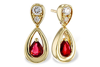 F329-48767: EARRINGS .40 RUBY .52 TGW (4x3 RUBY)