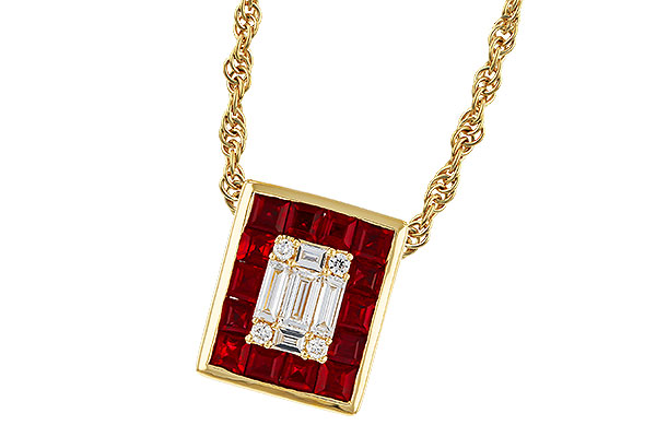 F329-53322: NECKLACE .82 RUBY TW 1.00 TGW