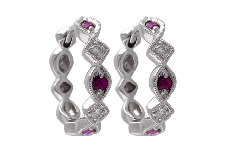 G055-82367: EARRINGS .20 RUBY .25 TGW