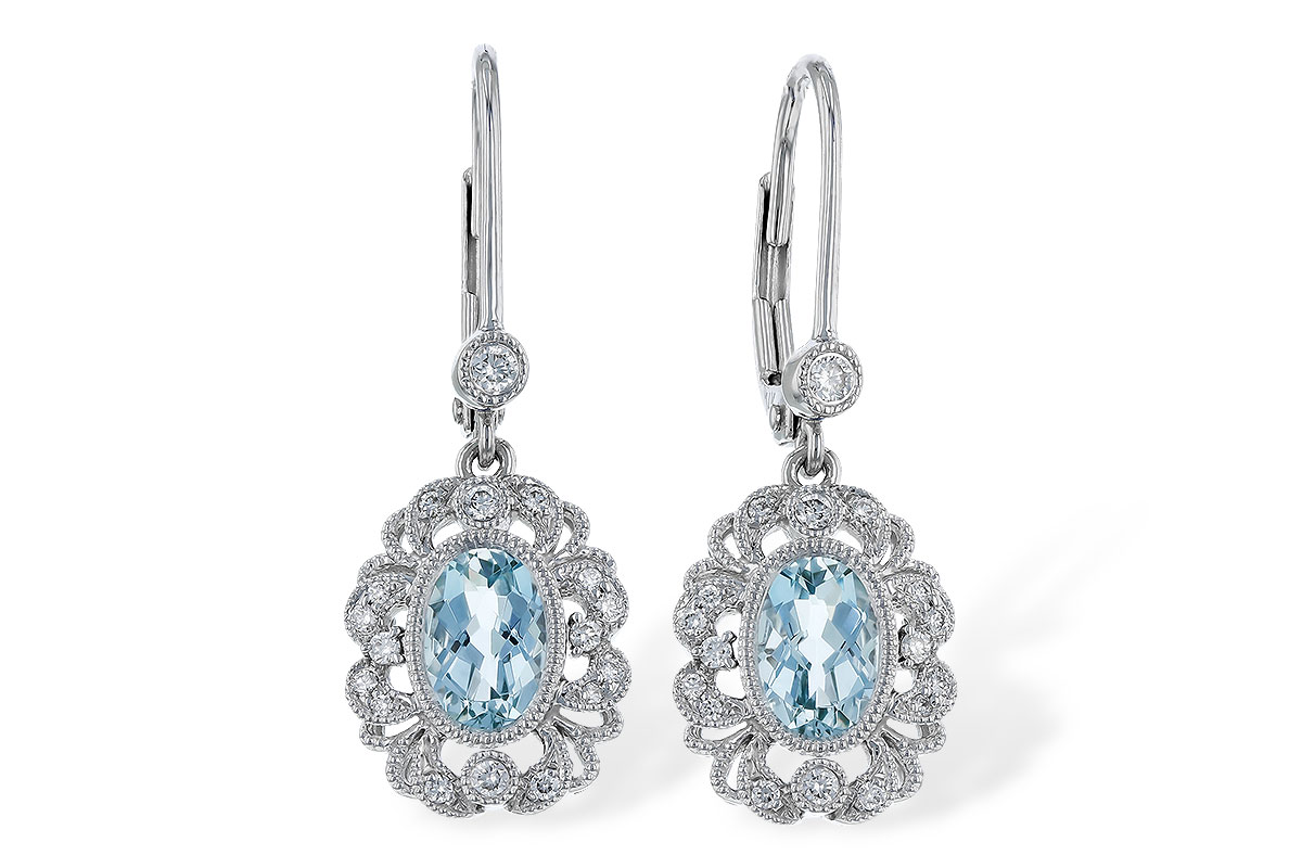 G329-46958: EARRINGS .75 TW AQUA .92 TGW (7x5MM AQUA)