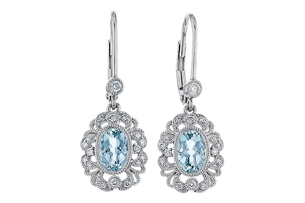 G329-46958: EARRINGS .75 TW AQUA .92 TGW (7x5MM AQUA)