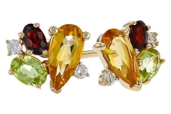 G329-48758: EARRINGS .66 SEMI PREC (CIT,PER,GAR) .70 TGW
