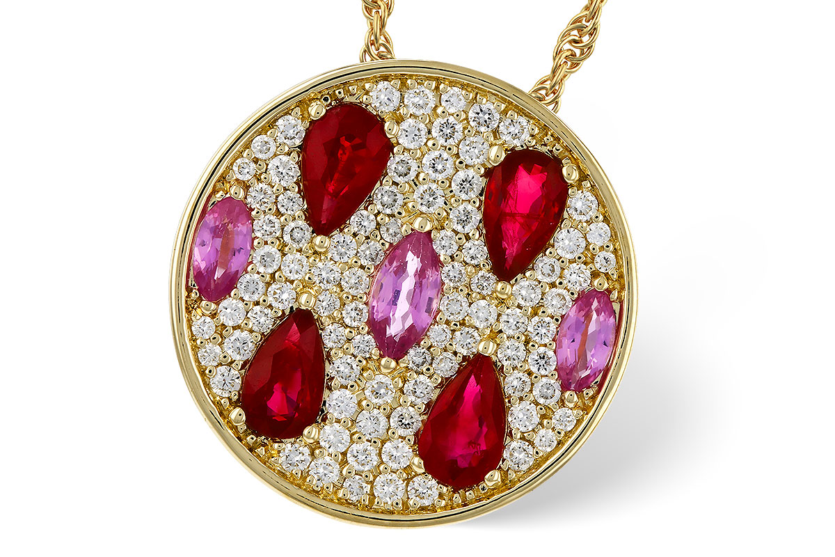 H329-54194: NECK 1.42 TW PRECIOUS (RUBY & PINK SAPP) 1.82 TGW
