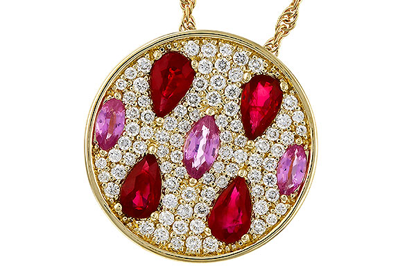 H329-54194: NECK 1.42 TW PRECIOUS (RUBY & PINK SAPP) 1.82 TGW