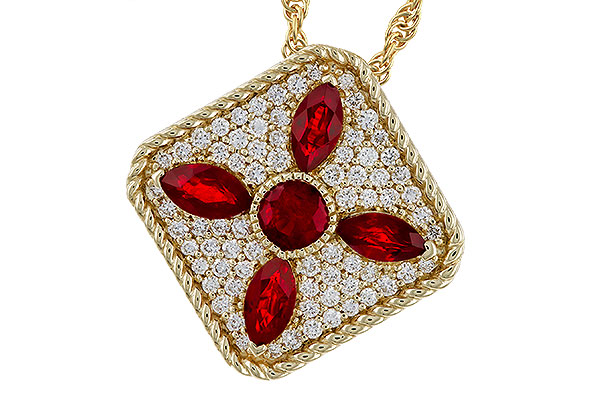 K329-50558: NECKLACE .81 TW RUBY 1.12 TGW