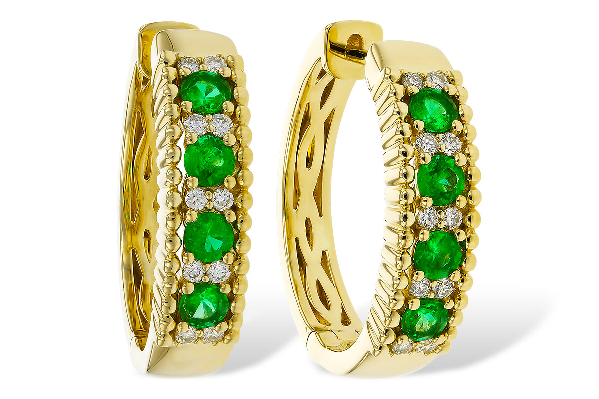 K329-54267: EARRINGS .33 TW EMERALD .45 TGW