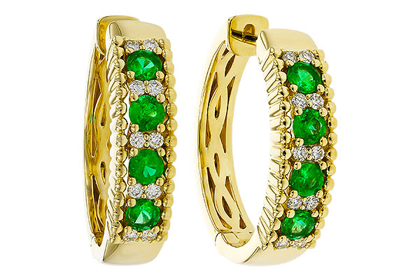 K329-54267: EARRINGS .33 TW EMERALD .45 TGW