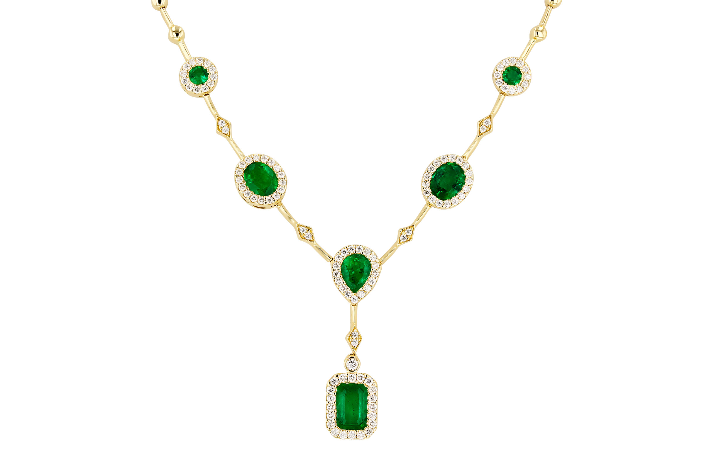 K330-38731: NECKLACE 1.66 TW EMERALD 2.08 TGW (17")