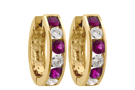 L055-85094: EARRINGS 1.22 RUBY 2.06 TGW