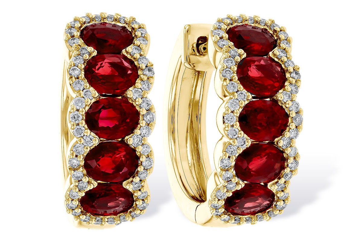 L329-52449: EARRINGS 2.20 TW RUBY 2.45 TGW
