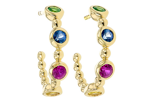 L330-36912: EARR .68 TW MULTI-COLOR SAPPH & GREEN GARNET