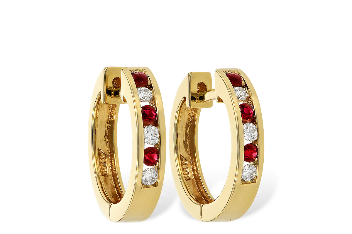 M055-85094: EARRINGS .16 RUBY .26 TGW