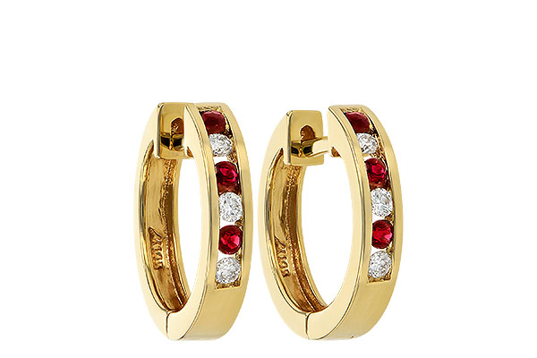 M055-85094: EARRINGS .16 RUBY .26 TGW