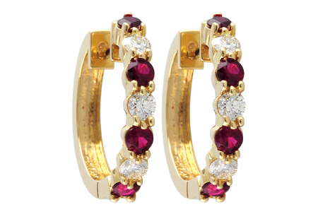 M055-85112: EARRINGS 1.30 RUBY 2.08 TGW