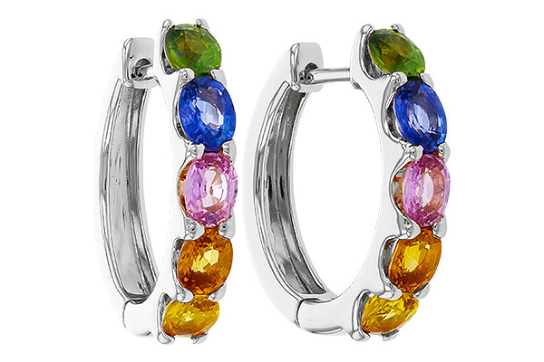 M329-48749: EARRINGS 2.20 TW MULTI-COLOR SAPPHIRE