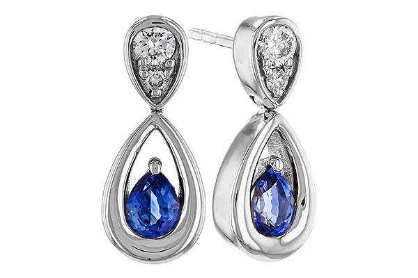 M329-48767: EARRINGS .42 SAPPHIRE .54 TGW (4x3 SAPP)