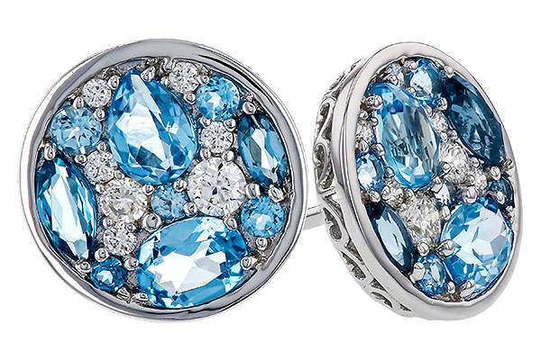 M329-49667: EARRINGS 1.02 TW BLUE TOPAZ 1.18 TGW