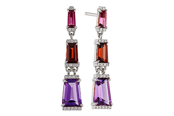 M329-49703: EARRINGS 1.98 SEMI-PREC (PT,GT,AMY) 2.05 TGW