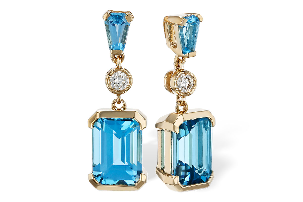 M329-53330: EARRINGS 2.37 TW BLUE TOPAZ 2.44 TGW