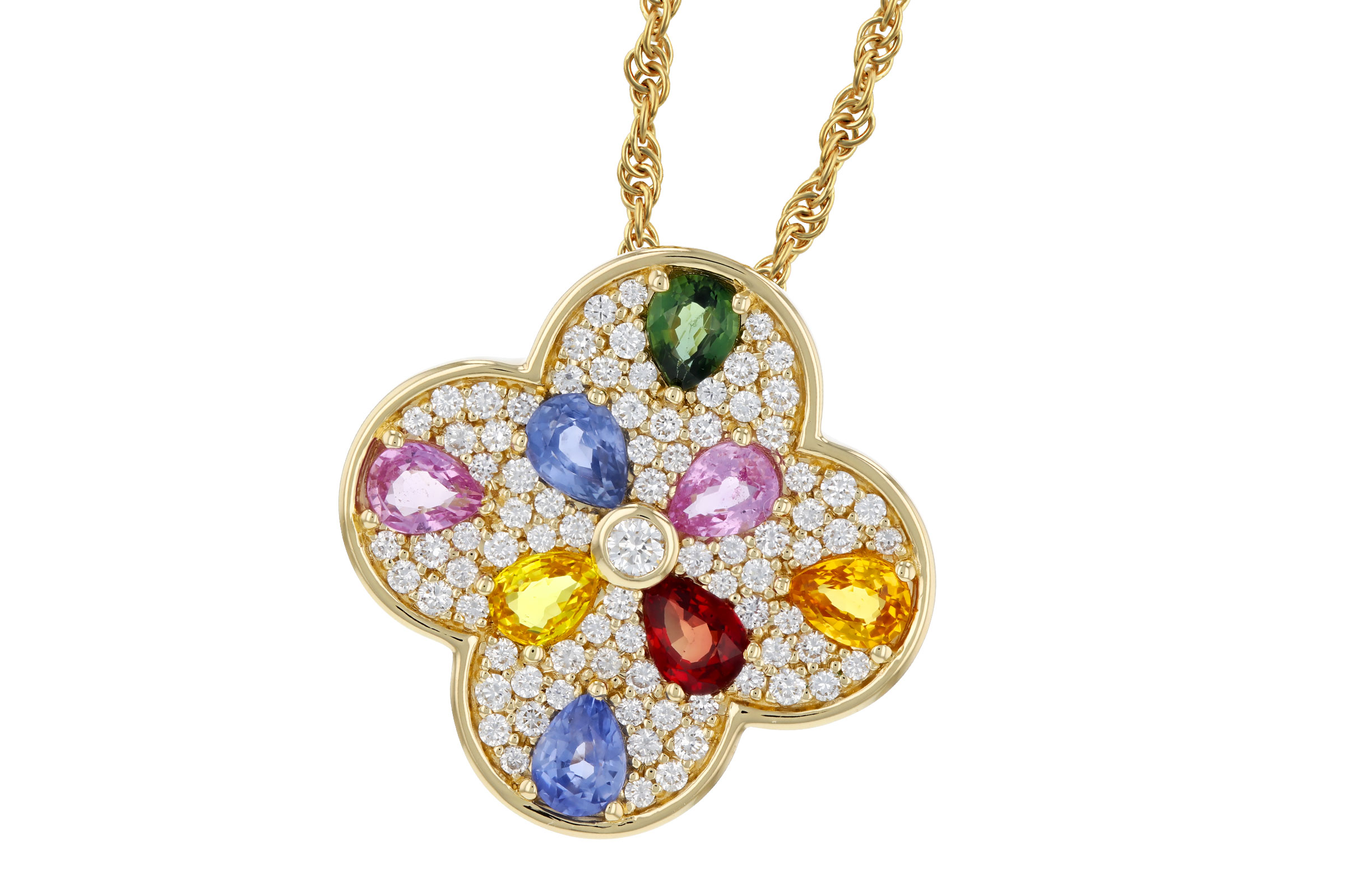M330-39676: NECKLACE 1.40 MULTI-COLOR SAPPH 1.82 TGW